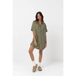 NEW RHYTHM. classic mini shirt dress in olive